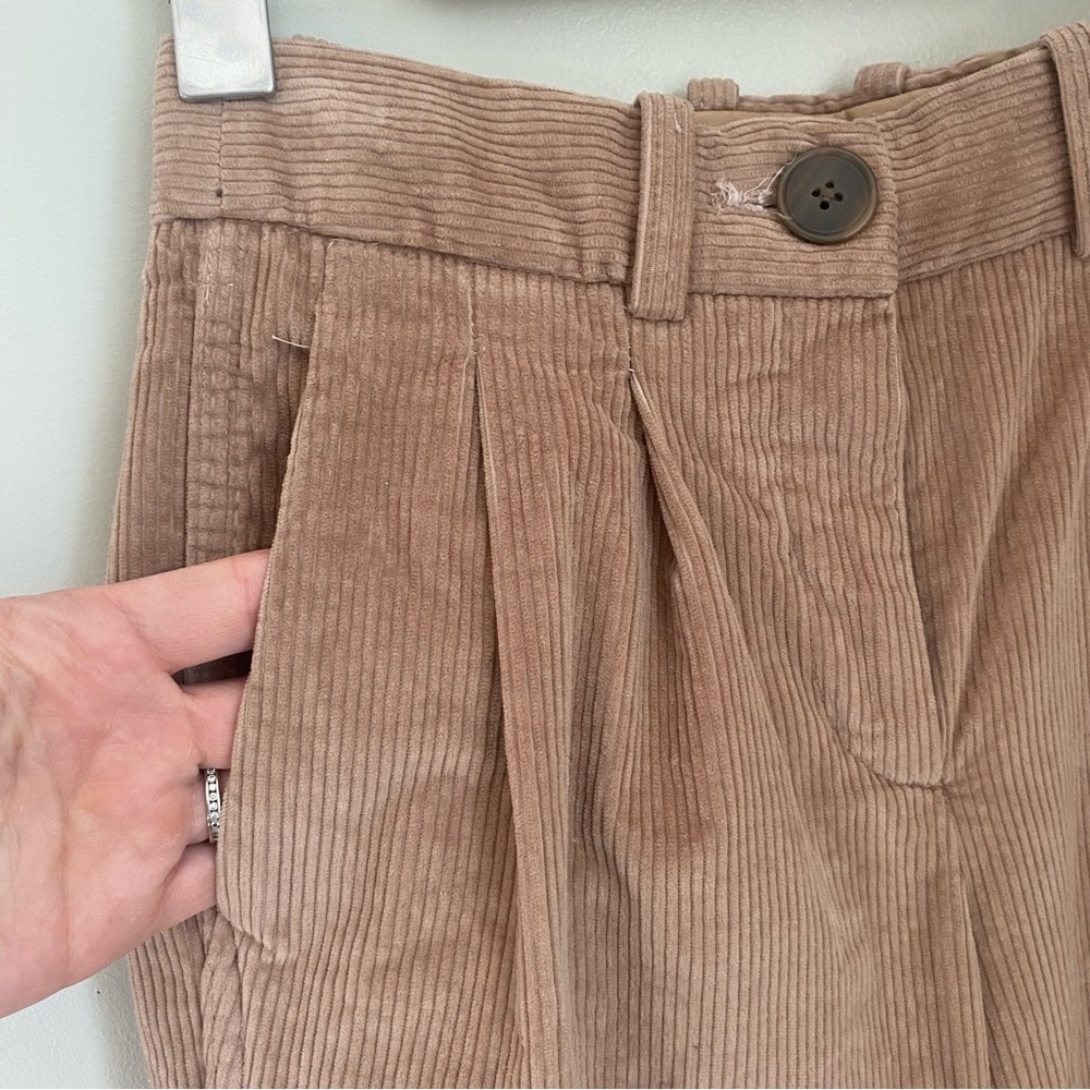 Group Babaton Aritzia Quota Corduroy Pant Pleated Trousers Sz 00 - Picture 7 of 14